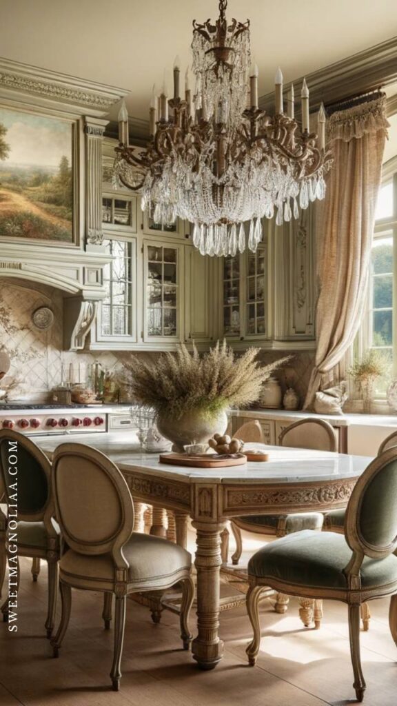 A French kitchen is more than just a place to cook—it’s a reflection of timeless elegance, rustic charm, and the art of savoring life’s simple pleasures. With its soft, muted color palette, handcrafted details, and warm natural materials, the French kitchen style transforms everyday moments into cherished rituals. Whether you’re drawn to the intricate carvings of furniture-style cabinetry, the practicality of deep farmhouse sinks, or the glow of vintage lighting fixtures, this design embodies a perfect blend of sophistication and coziness.