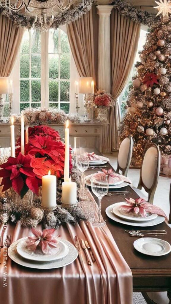 For dinnerware, stick to classic white plates with subtle pink accents, or vice versa. Rose gold flatware and crystal glasses will elevate the overall look, adding a touch of luxury to the table.