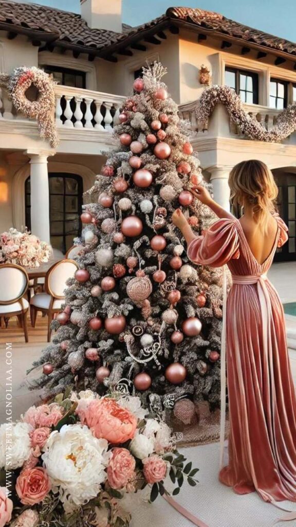 Once you’ve chosen your tree, it’s time to deck it out with stunning pink Christmas ornaments and accessories.