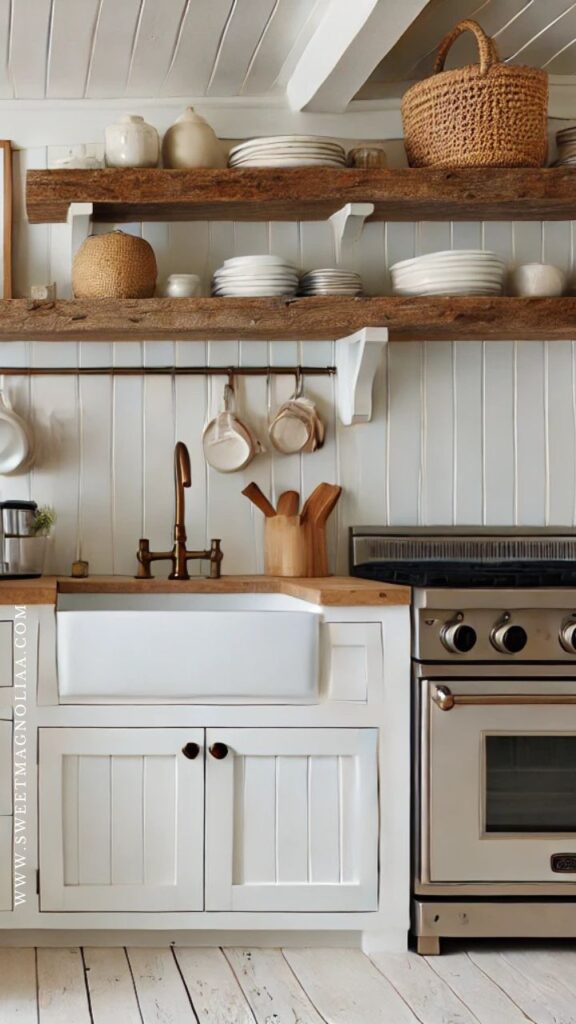 1. Cabinetry: Think of your cabinetry as the leading characters in your kitchen’s story. In a white kitchen, cabinets do more than just store your spices; they radiate light and influence the whole area's ambiance. Opt for painted wood for a smooth, uniform appearance that's easy to clean, or choose glass-front cabinets to display your finest china with elegance. If you’re leaning towards something more contemporary, sleek, slab-front cabinets can offer that clean, uninterrupted line that screams modern sophistication.