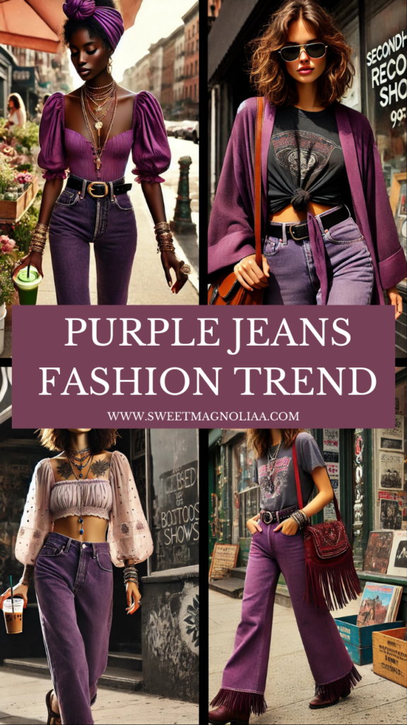 Purple jeans are making bold waves in 2025—blending retro charm with boho flair, self-expression, and vibrant street style. Here's why everyone's wearing them.