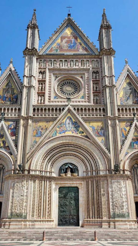 Orvieto Cathedral in Umbria with ornate Gothic façade and colorful mosaics