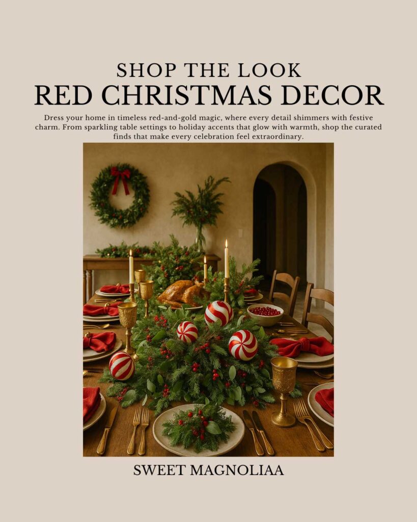 Dress your home in timeless red-and-gold magic, where every detail shimmers with festive charm. From sparkling table settings to holiday accents that glow with warmth, shop the curated finds that make every celebration feel extraordinary.