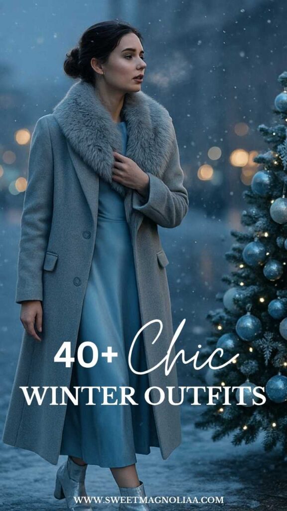 sachin and babi light blue dress How to Stay Warm in an Evening Dress | Winter Tips main image 1