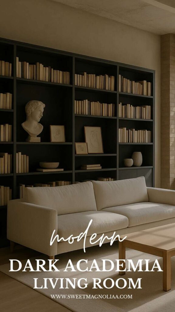 Modern Living Room in the Dark Academia Aesthetic