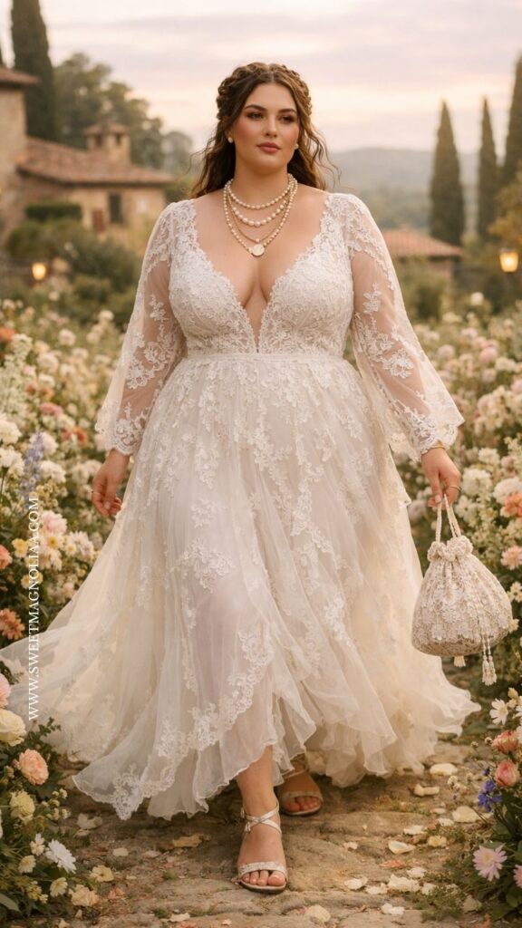 sachin and babi light blue dress 15+ Boho Style Plus Size Wedding Dresses That Celebrate Every Curve main image 1