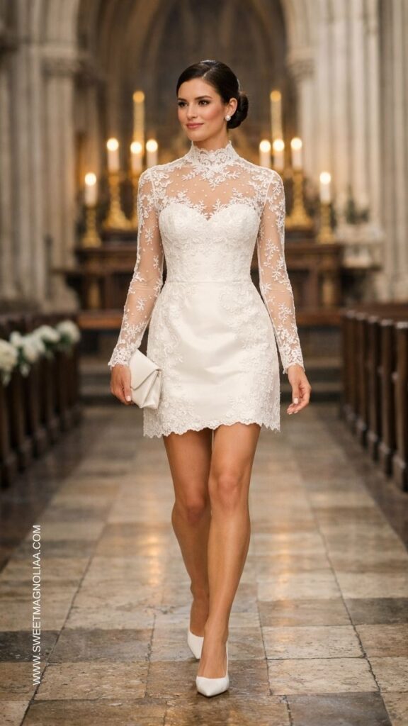 sachin and babi light blue dress 50+ Short Wedding Dresses That Redefine Modern Bridal Style