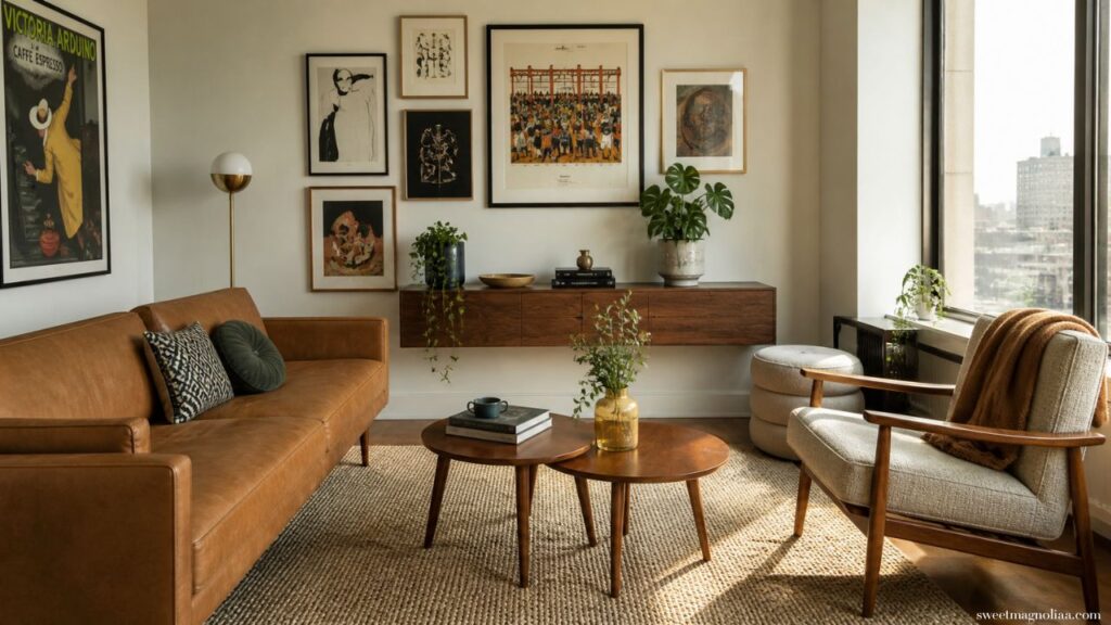 Mid Century Modern Furniture: Leather Sofa