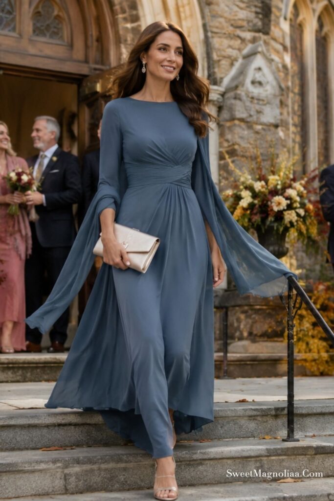 fall wedding guest dresses blue Leely Women Floral Wedding Guest Dress with Slit White Blue Corset Tiered A Line Bridesmaid Dress